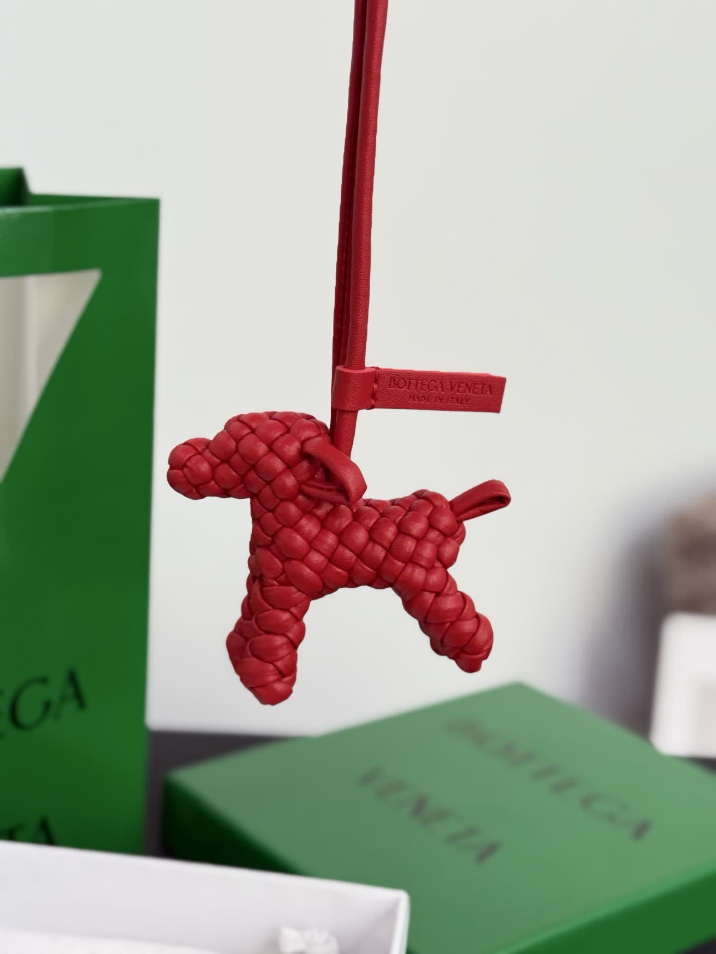 Bottega Veneta Red Leather Dog Charm